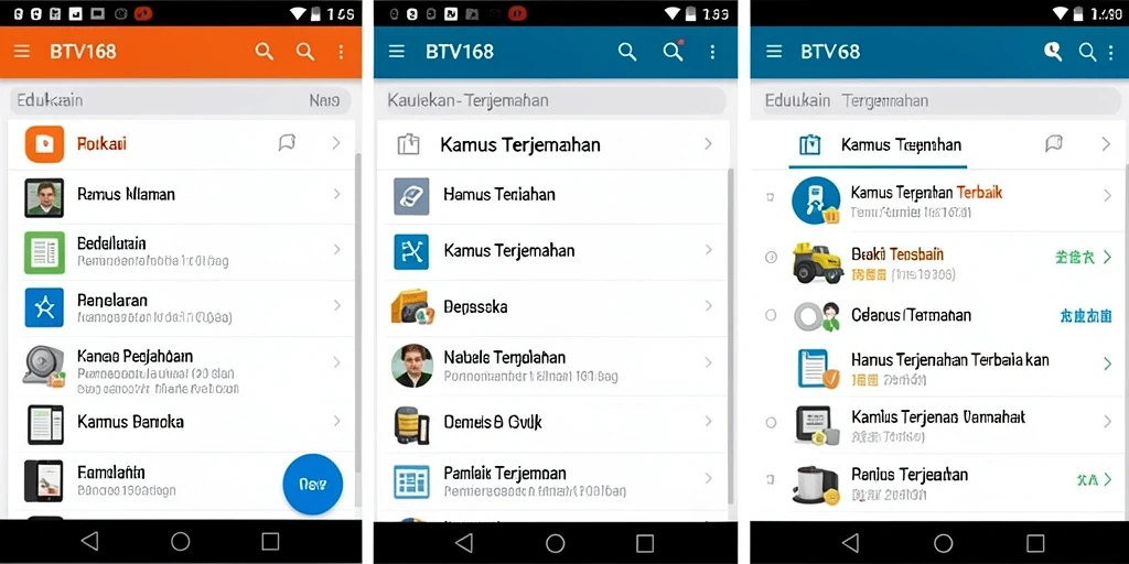 Antarmuka aplikasi BTV168 yang user-friendly dan bersih.