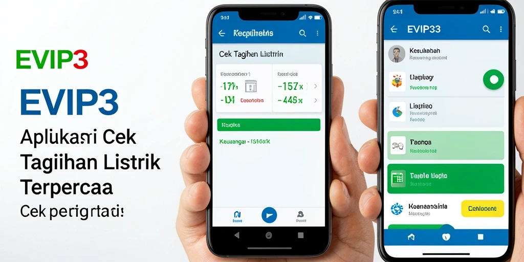 Antarmuka aplikasi EVIP3 untuk cek tagihan listrik yang menarik.