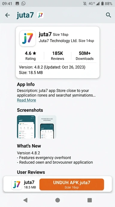 Tampilan halaman APK juta7