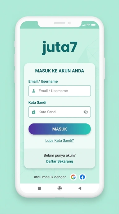 Tampilan halaman login juta7